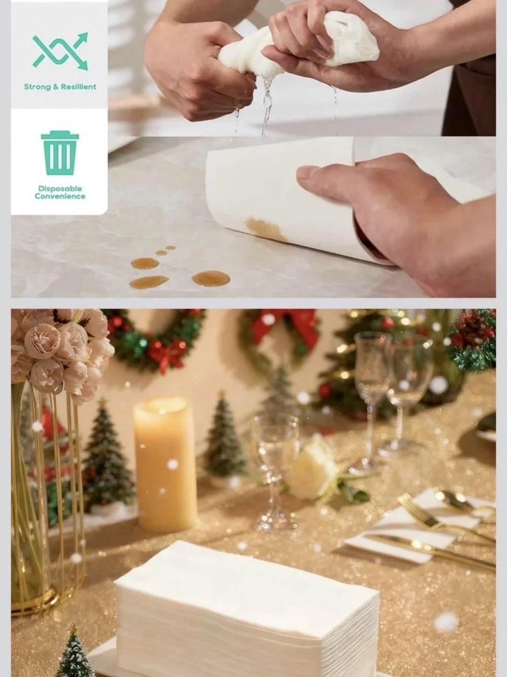 200 Disposable Guest Towels White Bathroom Napkins Soft Party Wedding
